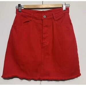 J. Galt Shanghai Denim Button Fly Skirt Red Size Small